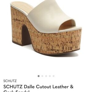 SCHUTZ Cream Leather Cork Platform Sandals